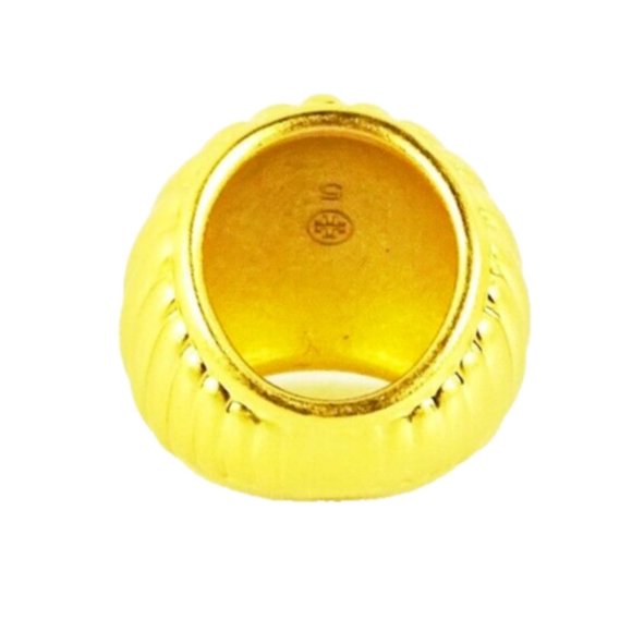 TORY BURCH NWOT Gold Plated Satin Finish Dome Ring Size 5 - Picture 7 of 9